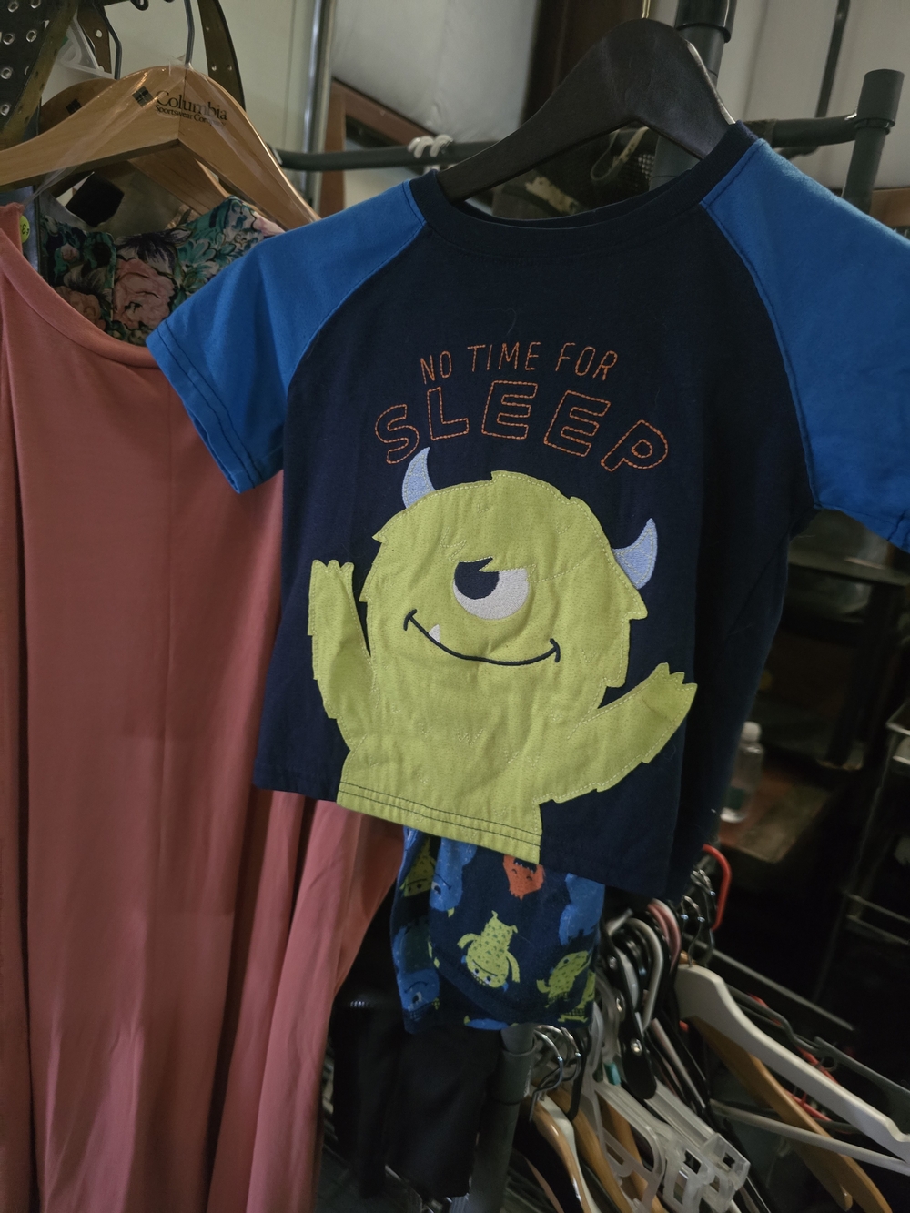 No Time For Sleep Monster Pajama Tee And Pants Set.